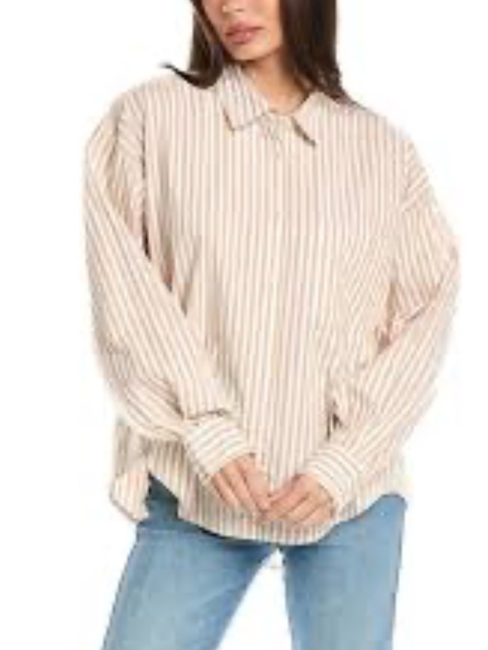 pistola Sloane Poplin Tan and Cream  Striped Button-Down Shirt